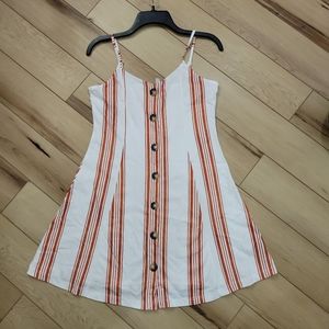 ASOS DESIGN mini cami swing dress with faux wood buttons in stripe